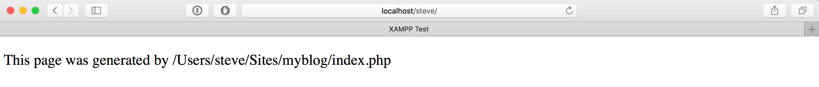 Test page for localhost/steve alaised to /Users/steve/Sites/mysite