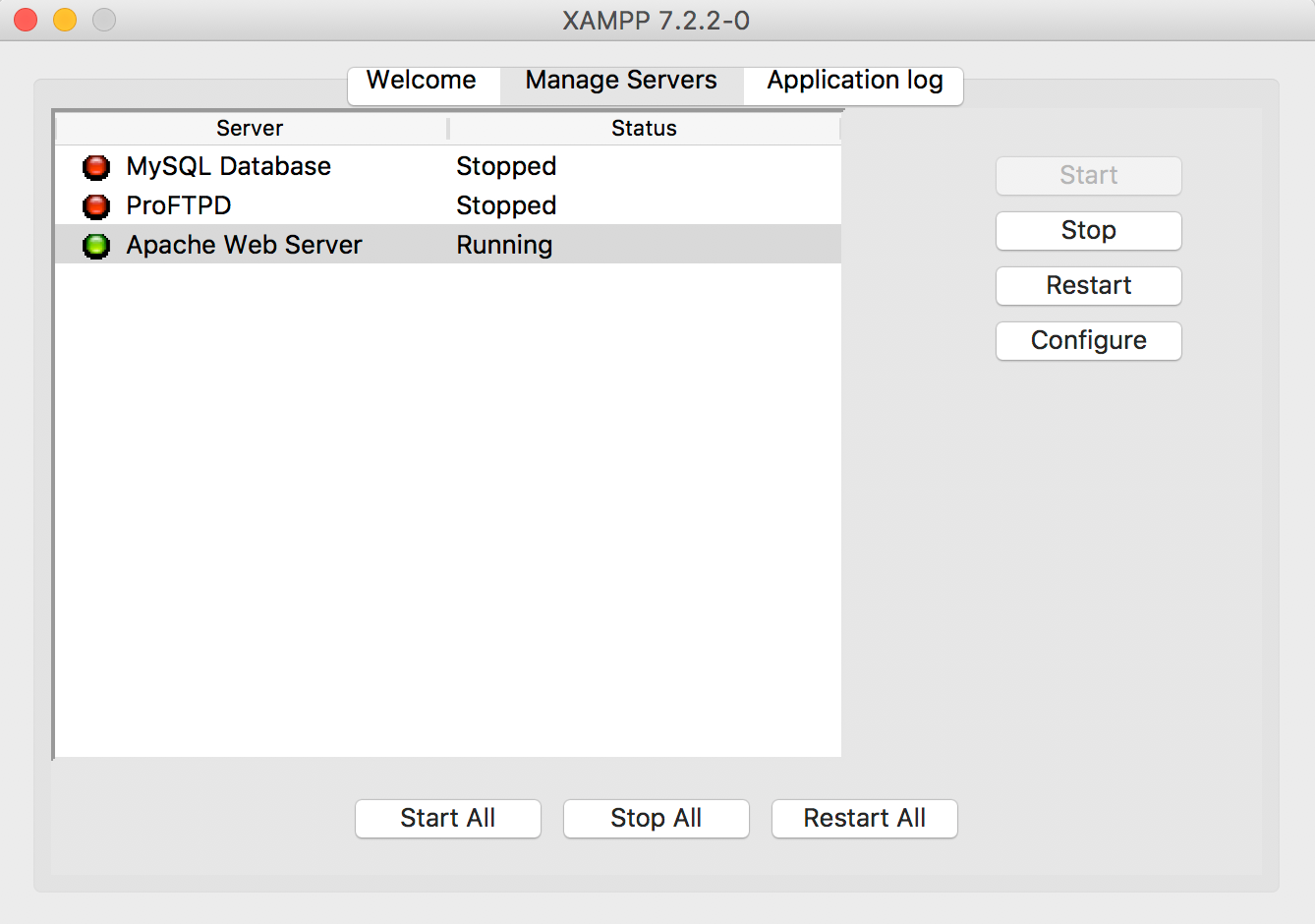 The XAMPP Application Manager