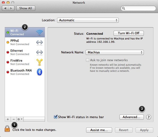 Network preference pane in System Preferences