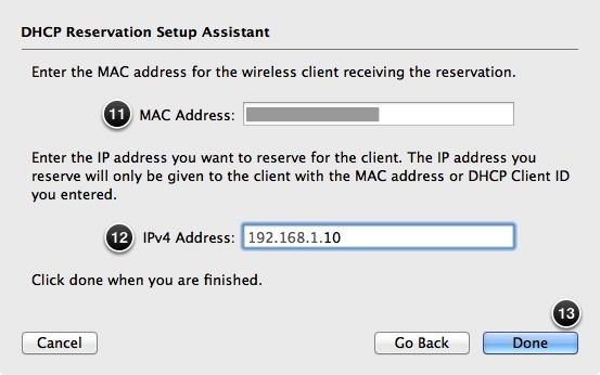 Final screen of the DHCP Reservation Setup Assistant