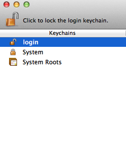 Keychain Access showing keychain list with login keychain selected