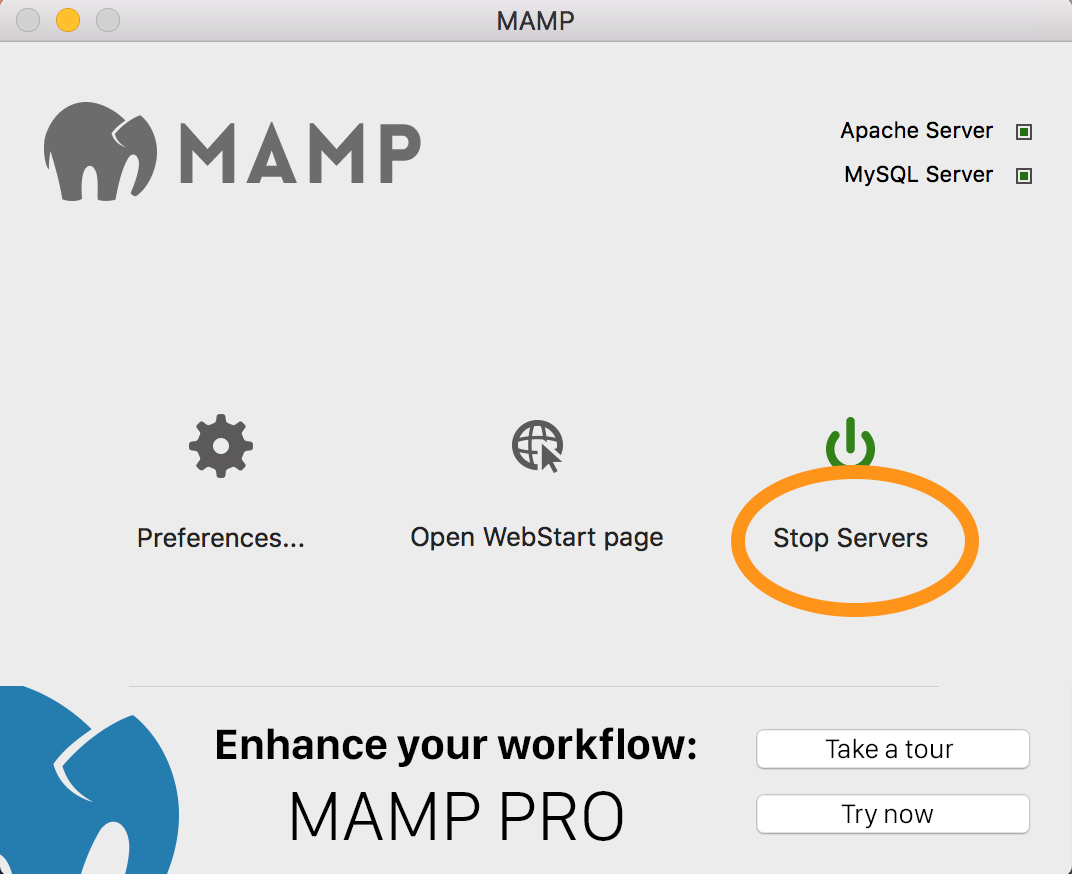 Stop MAMP's Apache and MySQL Servers